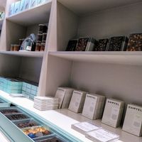 Chocolate bars, chocolate spreads, marrón glacé, etc. at Damyel - Rue des Rosiers in Paris