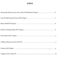 Sides Menu at The Sprig in Isle Of Skye