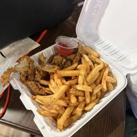 Fried chicken made from mushrooms  at Flame on Vegan in Springfield