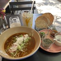 Pozole con condimentos  at Boddi in Mexico City