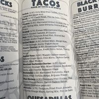 Taco menu at Black Sheep Burrito and Brews in Huntington