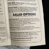Salad menu at Black Sheep Burrito and Brews in Huntington