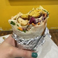 Sweet potato falafel salad wrap with tofuu  at We Love Falafel in Brighton
