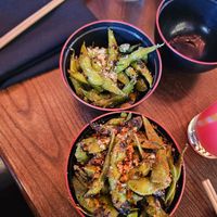 Charred Edamame - spicy with garlic & sea salt at Blue Sushi Sake Grill in Surprise