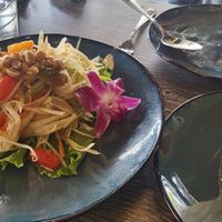 Papaya salad and brown rice at Sip Saam Thai of San Antonio in San Antonio