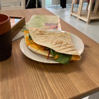Hummus & veggies tortilla toastt  at ReCoffee in Vejle