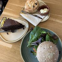 Smoky tofu sandwich, scoon and a Chocolate cake  at Koffie ende Koeck in Amsterdam