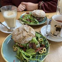 Smoky Tofu Sandwich (front), Pulled & Spicy Mushroom Sandwich (back) at Koffie ende Koeck in Amsterdam