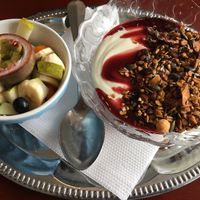 Soy yogurt with granola and fruit salad (very refreshing) at Koffie ende Koeck in Amsterdam