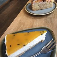 Passion fruit cheesecake and apple almond cake  at Koffie ende Koeck in Amsterdam