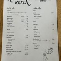 Drinks menu  at Koffie ende Koeck in Amsterdam