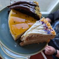 Chocolate cake, carrot cake and cheesecake. All three were super delicious. at Koffie ende Koeck in Amsterdam