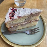 Raspberry/almond cake: decent, but the structure was too firm and brittle for me. I think it’s gluten-free  at Koffie ende Koeck in Amsterdam