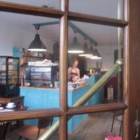 Looking into the cafe from the cute separate foyer... at Koffie ende Koeck in Amsterdam