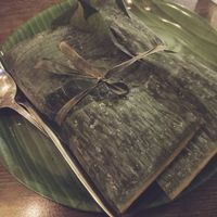 Vegan lumprice wrapped in banana leaf at 7 Siri - Taste of Sri Lanka in Auckland