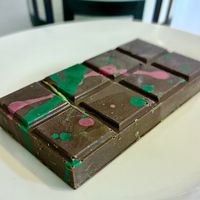 Pistachio kunafa chocolate bar  at Innocent Sweets in Dubai