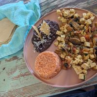 Mexican tofu scramble at VeganBarrio in Cozumel