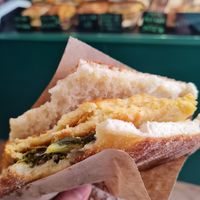 The pepino filled with cecina, friarielli,  vegan salami and a vegan soft cheese (recommend!) at Focacceria Cecino in Milan