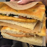 Mortadella and Farinata-Salami at Focacceria Cecino in Milan