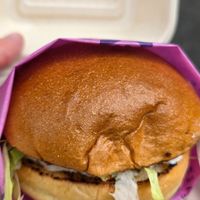 Classic burger at Hinterland Alcohol-Free Bar and Cafe in Manchester