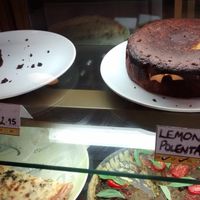 Chocolate, almond and aubergine cake. And a lemon polenta cake, both vegan. at Meadowlark No. 39 in Edinburgh