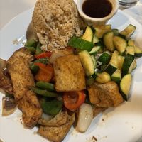 Tofu hibachi without the white saucee  at Sushi Iwa in Morrisville