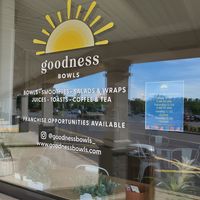 Sign in front at Goodness Bowls  in Collegeville