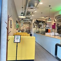 Bright interior with booth seating  at Elements Pizzeria  in Jackson Heights
