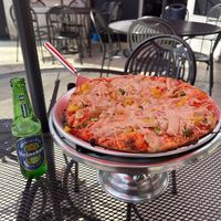 This is the size “thin”. Other options were slice, medium, large. They have gluten free options    at Bottoms Up Pizza in Richmond