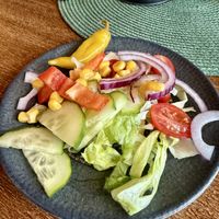 Small plate with a simple but tasteful salad  at Idregrillen in Idre