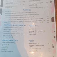 Spanish menu at Yummy Brunch in Malaga