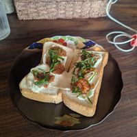 Mentaiko toast at Vegan Ramen YADOKARI in Fukuoka