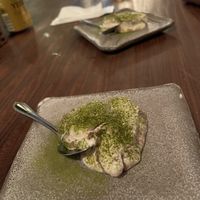 Outstanding dessert! 100% silk tofu with local matcha   at Vegan Ramen YADOKARI in Fukuoka
