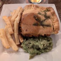 Pie, chips, mushy peas at The Piebald Inn  in Filey