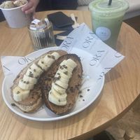 Nutty Butty and iced matcha latte at ORA Wellness Cafe in Norwich