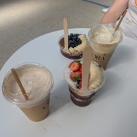 Ora bowl and mini bowl, tiramisu latte! at ORA Wellness Cafe in Norwich