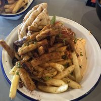 Close up of vegan gyros  at ThatZiki - Kargo MKT in Salford