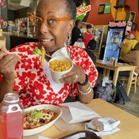 Cuzzo with Fries, Mac n cheese, Hibiscus blend juice!  at Rhythm 'n Wraps in Boston