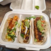 The three different tacos they had listed on the menu at Rhythm 'n Wraps in Boston