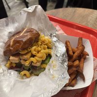 “Bug shug” burger w/ added crispy tofu  at Rhythm 'n Wraps in Boston