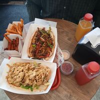 oyster mushroom po boy, philly cheesesteak, pressed juices at Rhythm 'n Wraps in Boston