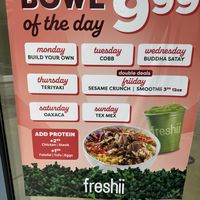 Specials of the day  at freshii - 154 University  in Toronto