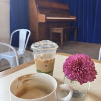 Vanilla cardamom oat and hazelnut oat latte   at Showtime Studio and Coffee in Roseville