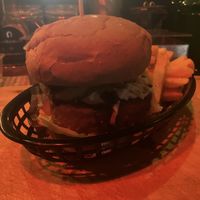 Big mock burger  at Boardies Bar in Fitzroy