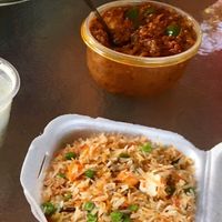 Mushroom masala and Veg pulao at Garnish Indian Restaurant in Windhoek
