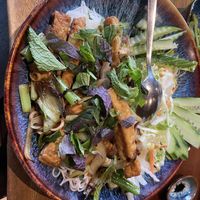 Salad and ricenoodles  at Leoli in Gruenwald