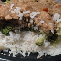 Earthly feast vegan roast broccoli and rice bowl at Jane's Seamoss Creations and More in Orlando