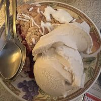 Berry pie & vegan ice cream    at Moon and River Cafe in Schenectady