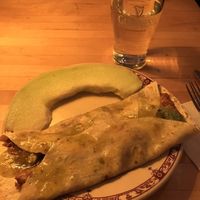 Vegan enchilada and melon. Delicious. at Moon and River Cafe in Schenectady
