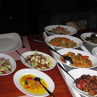 Photo from 2014: vegan ricetable at De Lachende Javaan in Haarlem